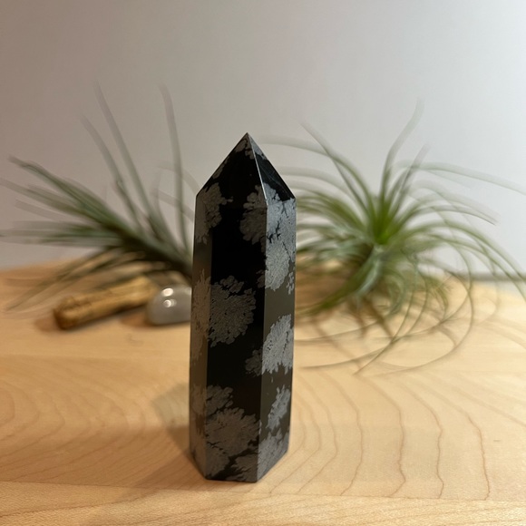 Snowflake obsidian crystal tower ~4” - Picture 7 of 9